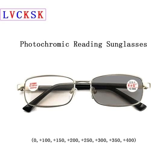New Arrived Metal Photochromic Reading Sunglasses Women Men Rectangle Presbyopia Spectacles Magnifier For Sight 0,+1.0~+4.0 N5