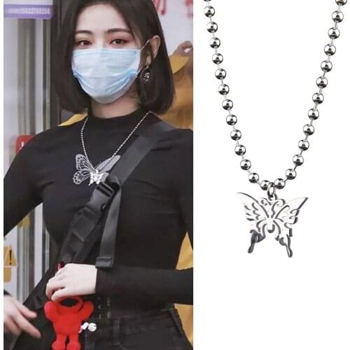 Butterfly Pendant Necklace Stainless Steel Goth Men Women Necklace Punk Commemorate Costume Fashion Jewelry Gifts