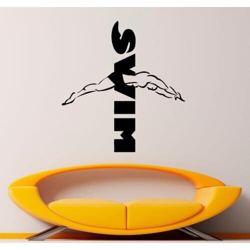 Swimming Wall Stickers For Kids Nursery Water Sports Vinyl Home Wall Decal Living Room Adehesive Removable Art Mural DecorSYY391