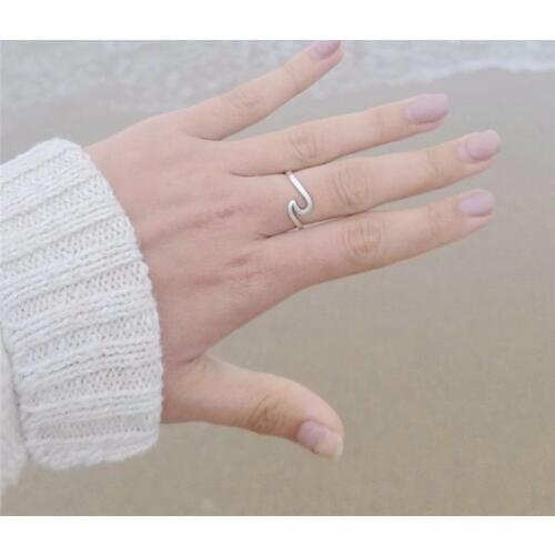 QIMING Summer Beach Wave Ring Gold fashion Wire Wrap Surf Simple Handmade Ocean Finger Knuckle Midi Rings Women Jewelry