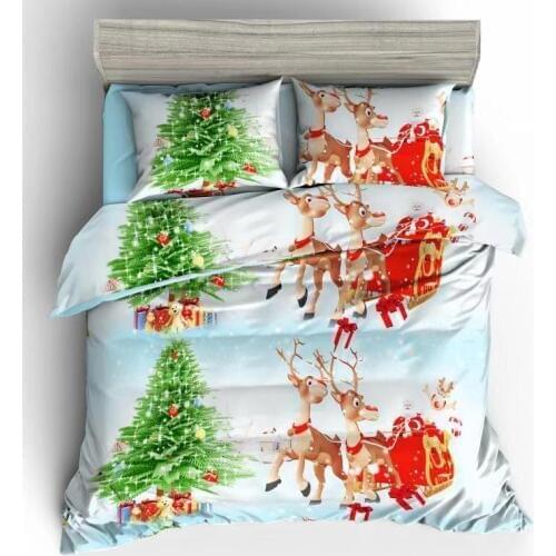Christmas Bedding Set Home Textile Cartoon Santa Claus Bed Sheet 3D Duvet Cover Comforter Bedding Sets for Kids Pillowcase G