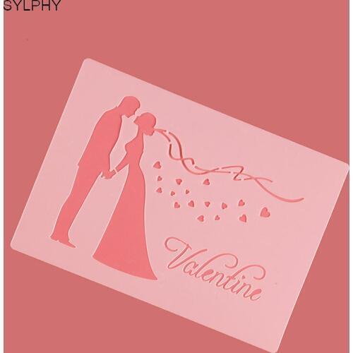 SYLPHY Bridegroom Bride Design Plastic Cake Stencil Spray Flower Mould Cake Decorating Tools Sugarcraft Bakeware