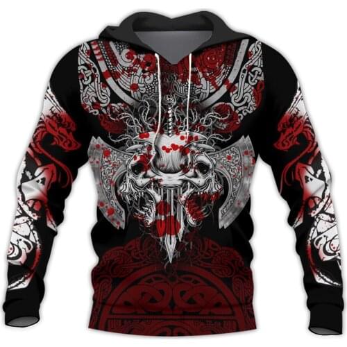 New Viking tattoo 3D Printed Harajuku Hoodies Fashion Hooded Sweatshirt Autumn Unisex Street Hoodie Sudadera Hombre WS-228