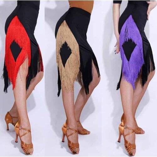 New Latin Dance Skirt Women Slim Tango Cha Cha Rumba Samba Practice Fringe Dance Wear Ballroom Tassel Dancing Clothing PY224
