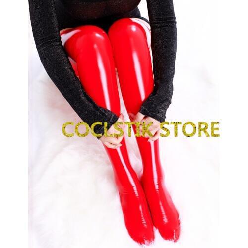Women Sheer Sexy Stockings Latex Ammonia Top Thigh High Stockings Over The Knee Shiny Socks Datex Cosplay Accessory High Quality