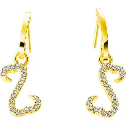 2018 Fashion cz letter S Earrings For Women silver Color Jewelry Earrings Top Quality Wedding Gift gold color dangle earrings