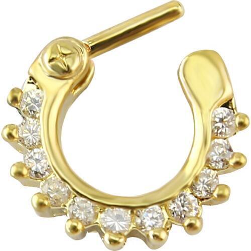 1Pc Gauge 14g Nose Rings Septum Mysterious Indian Nose Ring With Bling Crystal Septum Clicker In Body Jewelry Punk Nose Chian