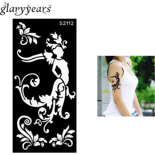 1 Piece Hollow Henna Tattoo Stencil Henna Paste Colored Drawing Women Flower Airbrush Painting Tattoo Stencil Sexy Product S2112