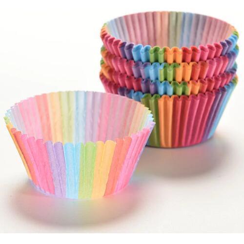 100 Pcs Rainbow color cupcake liner baking cup cupcake paper muffin cases Cake box Cup tray cake mold decorating tools