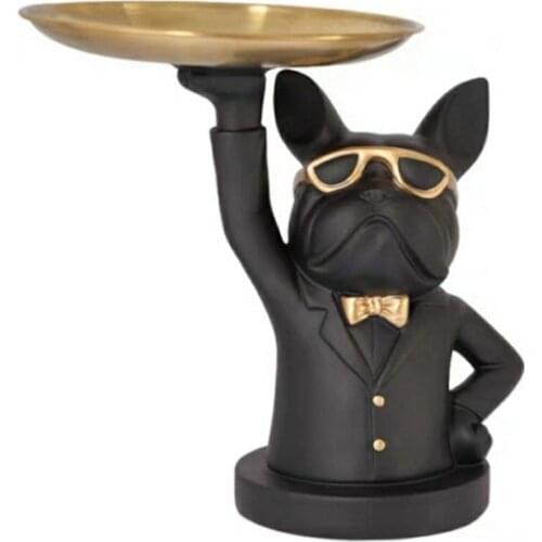 19 * 20 * 23.5cm Bulldog Dog Storage Ornaments Nordic Style Personalized Home Decoration Durable Natural Resin Ornaments