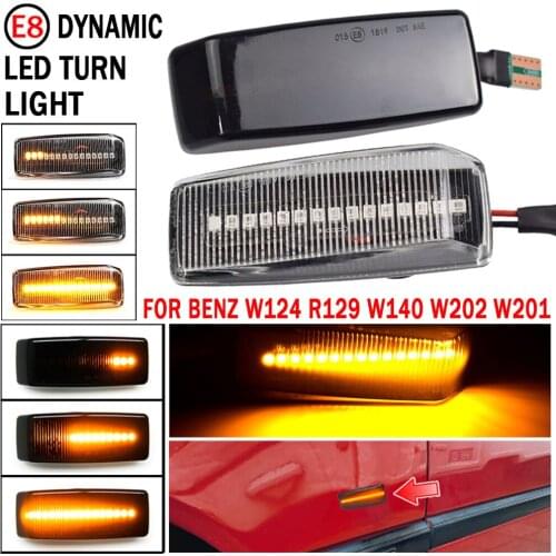 2Pcs Dynamic LED Side Marker Light Turn Repeater Lamps For Mercedes For Benz C E S SL CLASS W201 190 W202 W124 W140 R129