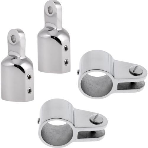 2 Pcs 22mm/ 0.87" Boat Bimini Top Eye End Cap + 2 Pcs Clamp Jaw Slide 316 Stainless Steel For Yacht Boat Accessories Marine