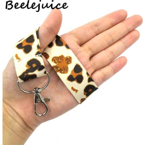24pcs Leopard Print vintage Neck Strap Lanyard keychain Mobile Phone Strap ID Badge Holder Rope Key Chain Keyrings Accessories