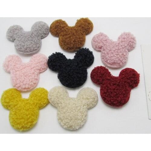 30pcs/lot 5.5x5cm Plush velvet Cat Head Padded Appliques DIY handmade Children Hair Accessories and Clothes Sewing