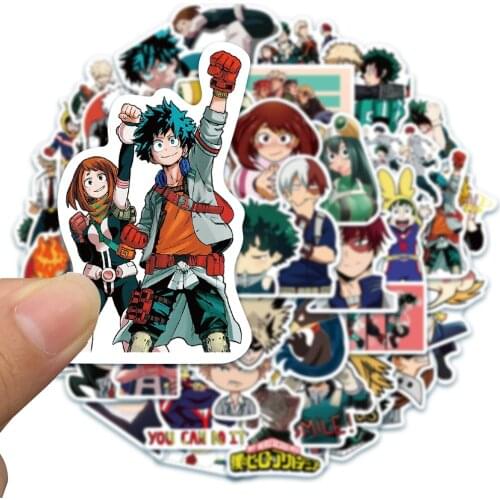 50/100Pcs My Hero Academia Anime Stickers Laptop Skateboard Izuku Midoriya Might Boku No Hero Academia Cartoon Character Sticker