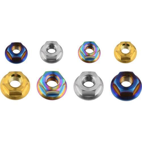6Pcs Titanium Nuts Ti M5 M6 M8 M10 Flange Nut Screws Bolts for Motorcycle Bicycle Bike
