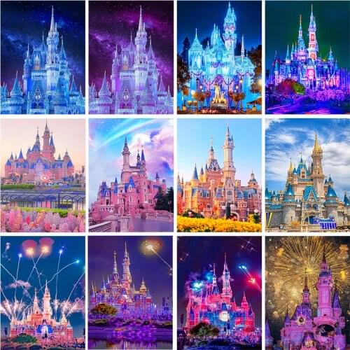 5D Diamond Painting Disney Cartoon Castle Moon Diamond Painting Kit Cross Stitch Color Mosaic Handmade Landscape Home Decoration