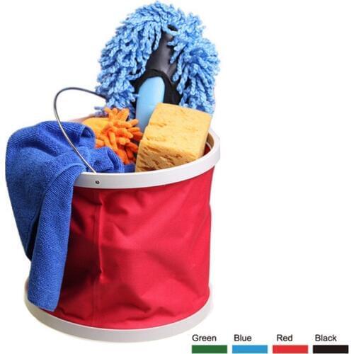 Car Wash Maintenance Car Foldable bucket Multifunctional portable fishing bucket Car cleaning Oxford cloth bucket 11L waterproof