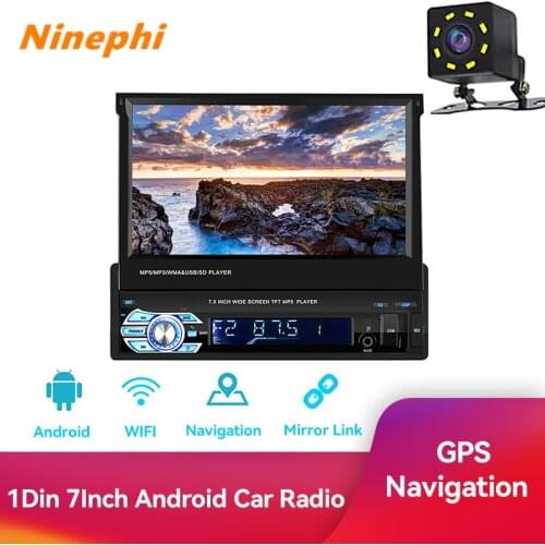 Car Stereo Audio Radio Bluetooth 1DIN 7" HD Retractable Touch Screen Monitor MP5 Player FM Receiver USB Rear View Camera Videos