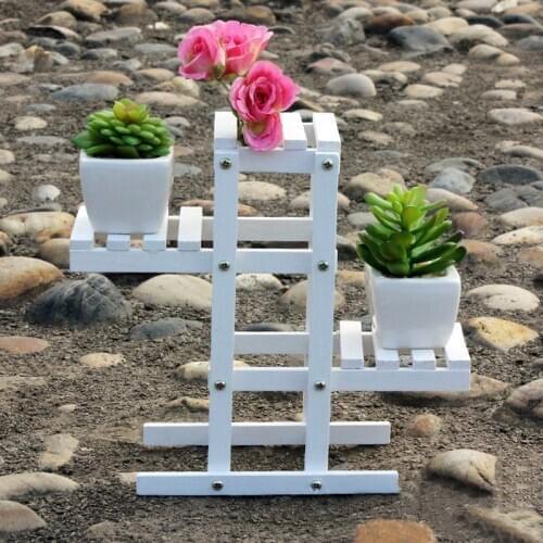 White Wooden Flower Pot Green Plant Display Rack Garden Balcony Display Rack Multi-Layer Stand Holder Home Interior Decoration