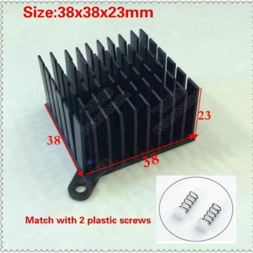 Free shipping) 10pcs 38*38*23 mm black with ears Heatsink Sink Cooling Fin Aluminum Heat Sink Radiator Cooler for LED, Power