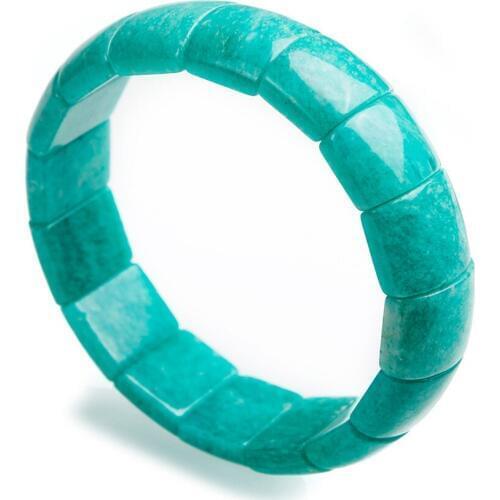 Genuine Mozambique Green Amazonite Natural Stone Bracelet Rectangle Beads Jewelry Fashion Women Stretch Charm Bracelet