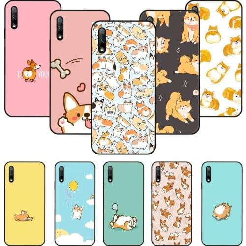 Phone Case For Huawei Honor 9X 10 9 20 8X 8A 8S 7X 7A i A Pro Play Lite Black Cover Back Trend Hoesjes Art Shell 3D corgi dog