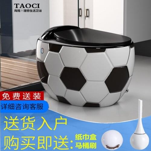 Football egg-shaped creative toilet siphon household ordinary small-sized black toilet