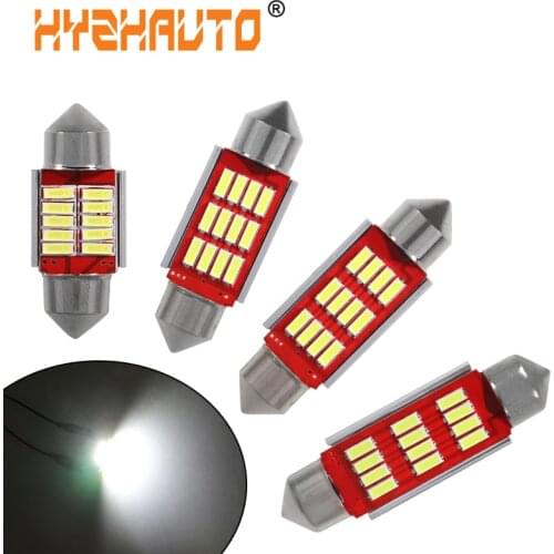 HYZHAUTO 10Pcs C10w C5w LED Bulb Canbus Festoon 31mm 36mm 39mm 42mm LED 4014 SMD Car Interior Dome Reading Light White 6000K 12V