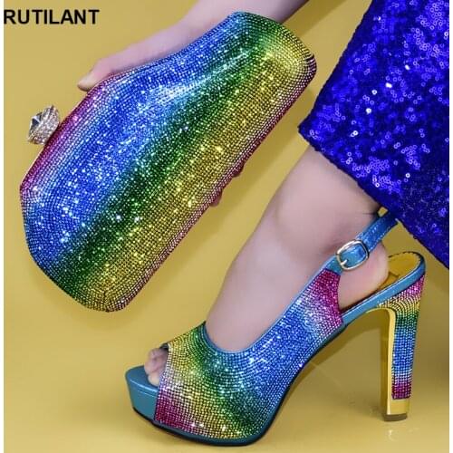 Italian High Heels Autumn Pumps for Wedding Italian Shoes and Bag To Match Wedding Party Italy Shoes and Bags Set for Woman