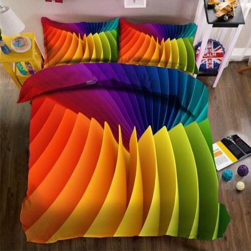 4/6pcs bedding set 3D digital printing Bright colors duvet cover set bedsheet pillowcase US size super King