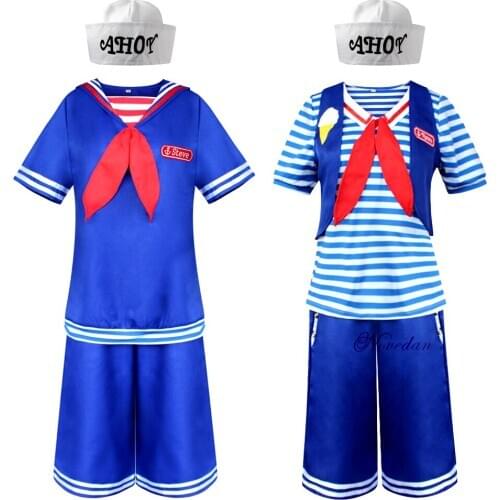 Stranger Things Season 3 Cosplay Costume Robin Steve Harrington Scoops Ahoy Adult Men Women Halloween Suit Sailor Uniform