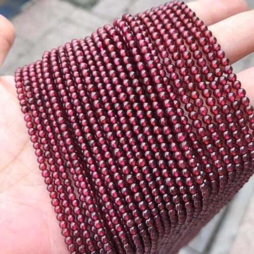 2mm Round Natural Garnet Stone Beads For Jewelry Making Loose Small Red Stone Beads DIY Bracelet Necklace Strand 15