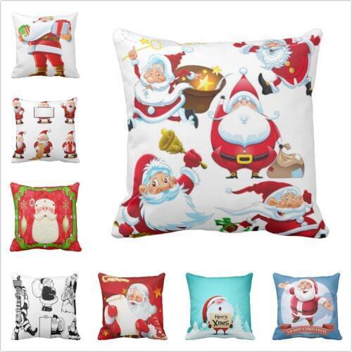2016 Hot Sale Santa Claus Pillow case Christmas gift Cotton Polyester Cushion Cover bedroom/chair seat 5 size 9 style
