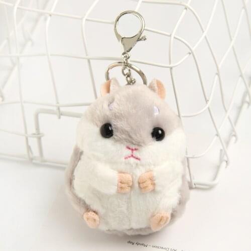 Furling Fashion Faux Fur Pom Ball Hamster Keychain Holder Key Ring Hand Bag Cute Charm DIY Accessory Gift