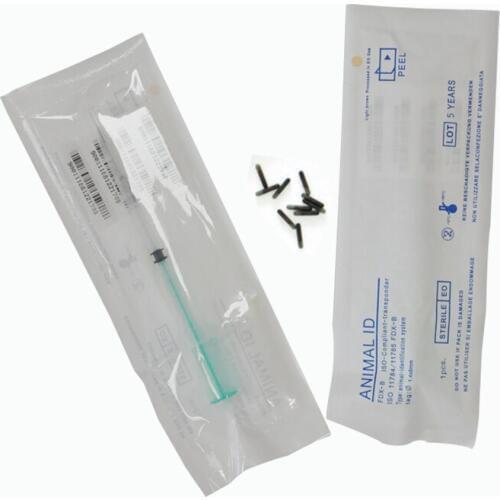 10pcs 1.4*8mm pet microchips injectable fish tracking chips ISO11784/5 FDX-B 134.2KHz + 10pcs 8mm FDX-B Dog Microchip syringe