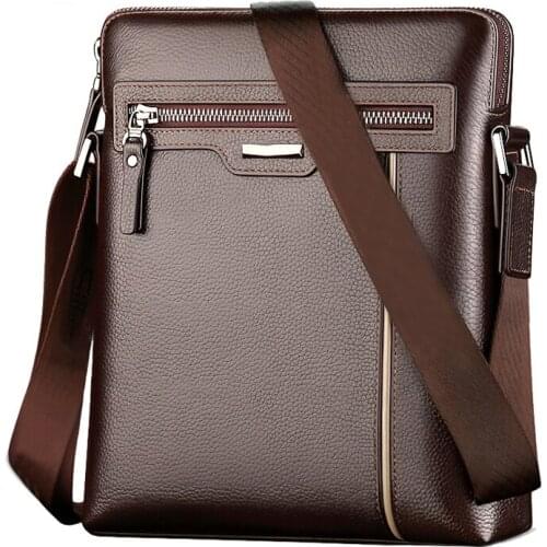 Mens Leather Single Shoulder Messenger Bag Male Business Casual Fashion Crossbody Laptop Courier Bags