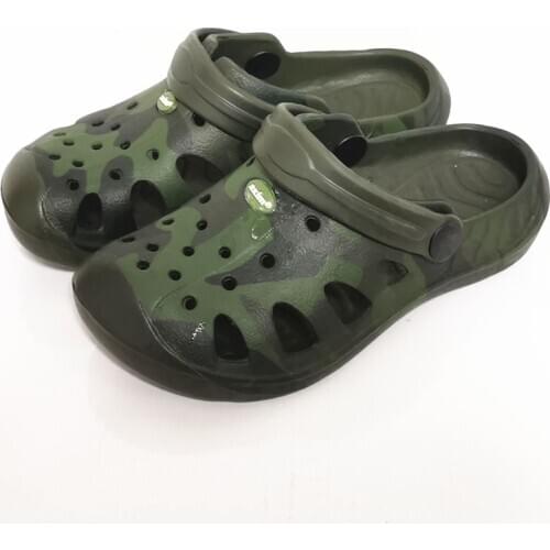 2021 Children Kids Boy Mules Clogs Camo Green Croc Sandals Garden Slippers Causual Indoor Shoes For Boys EUR 30 31 32 33 34 35