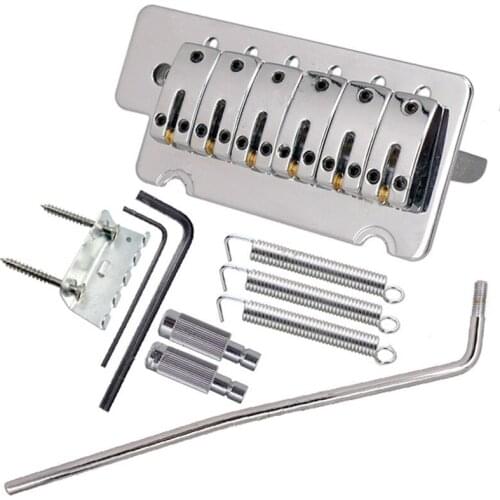 A Set of Chrome Roll ball 6 Strings Saddle guitar Bridge System for Electric Guitar parts accessories With Whammy Bar