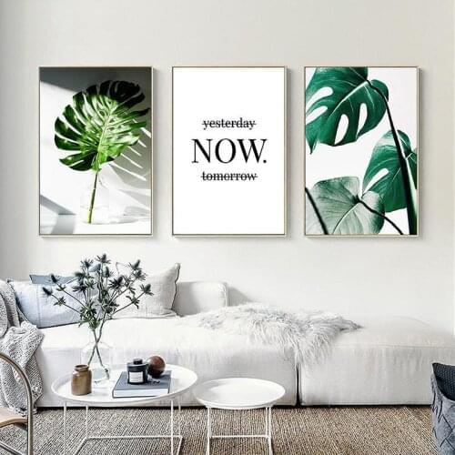 Green Leaves Wall Art Canvas Painting Green Style Plant Nordic Posters And Prints Decorative Picture Modern Home Decoration