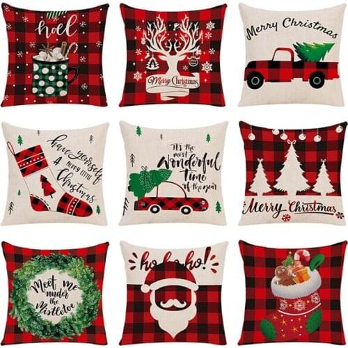 45*45cm Christmas Cushion Cover Pillowcase Sofa Cushions Pillow Cases Cotton Linen Pillow Covers Home Xmas Party Decor