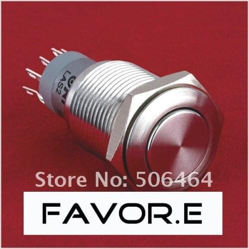 * Stainless steel 16mm IP67 3A/250VAC 2NO 2NC Momentary metal Push Button Switch Flat round