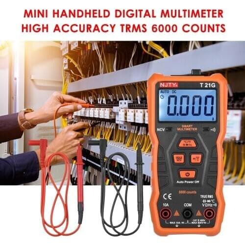 NJTY T21G Smart Multimeter 6000 Counts True RMS Universal Meter Tester Portable 2-inch LCD Digital Multimeter Voltmeter Ohmmeter