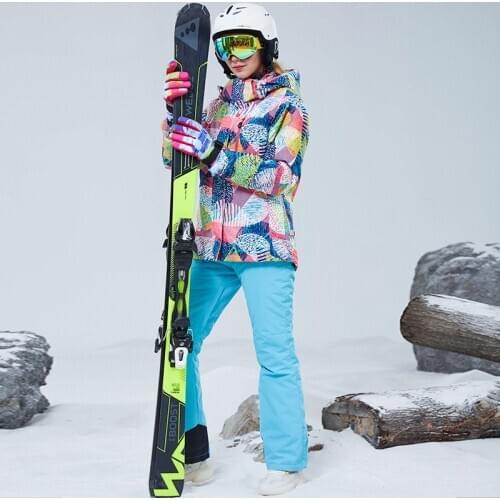 2020 Snowboard Jacket New Ski Suit Women Windproof Warm Overalls Breathable Waterproof Thickened Ski Set Outdoor Winter Clothing