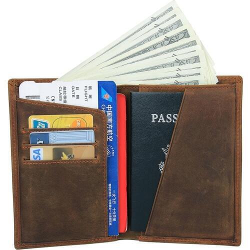 MAHEU Top Quality 100% Genuine Leather Card Cash Passport Card Holder Men Clutch Boarding Card Wallet Fashion Design Black RFID