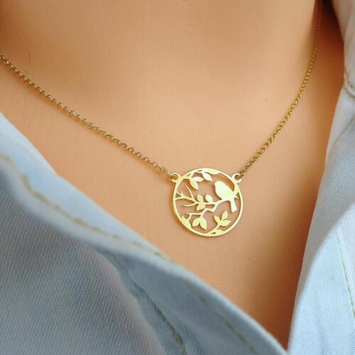 Yiustar New Arrival Bird Necklace Leaf Bird Necklace Bird On Branch Necklaces & Pendants Hollow Round Women Accessories Gifts
