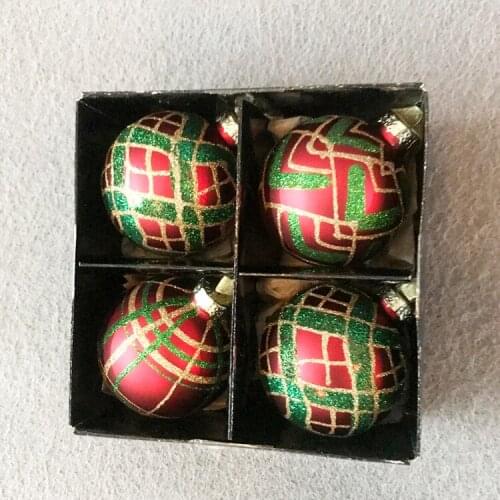 Christmas decoration glass pendant gift foreign trade shopping mall store layout 6.5cm red painted balls 4 packs