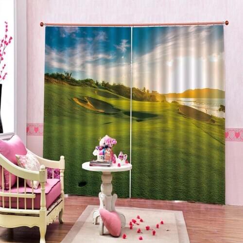 Green curtains landscape curtain Luxury Blackout 3D Window Curtains For Living Room Bedroom Customized size