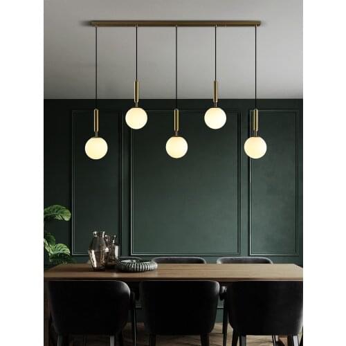 Modern LED Dining room Chandelier lighting Restaurant bar Copper color Hanging lights Kitchen island Pendant lamps