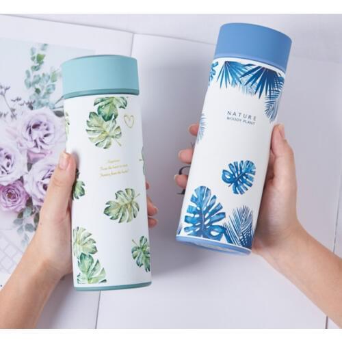 Printing Harajuku Style Men Women Student Thermos Bottles with Tea Couple Nordic Literary Water Cup Vacuum Flasks